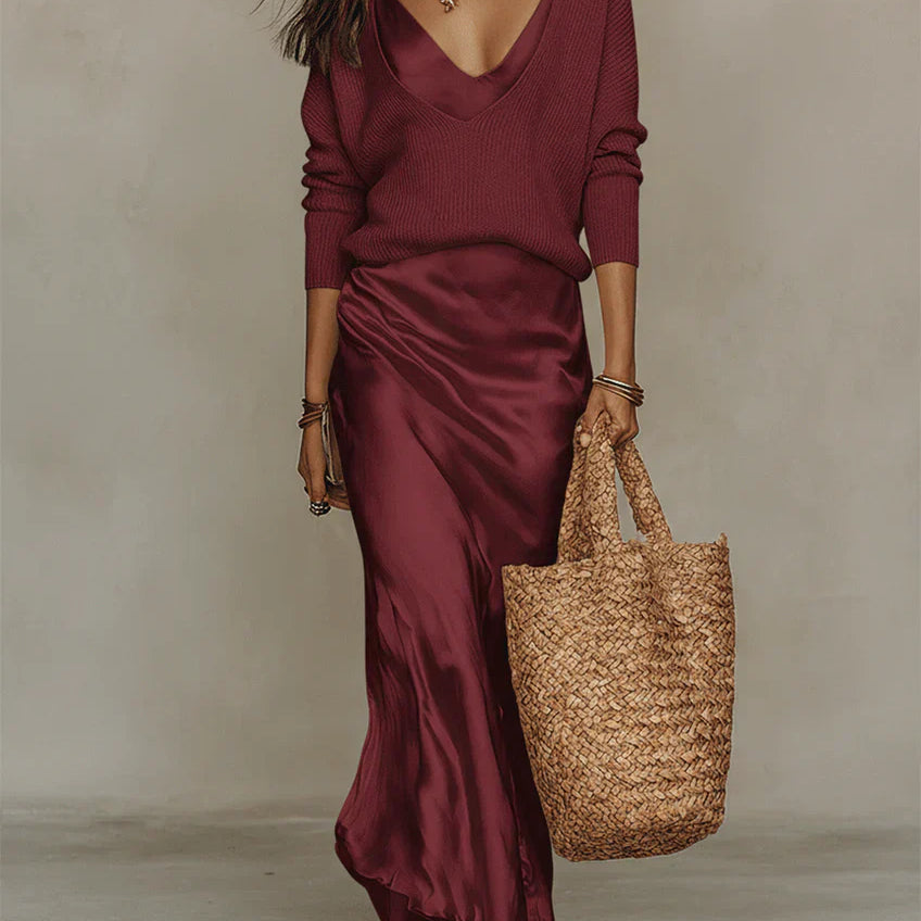 Elena - Vestido Midi em Cetim