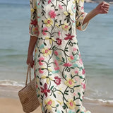 Vestido casual feminino com estampado floral