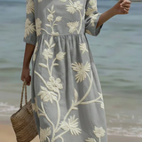 Vestido casual feminino com estampado floral