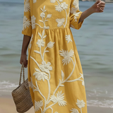 Vestido casual feminino com estampado floral