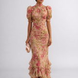 Rosario - Vestido Longo Floral em Chiffon