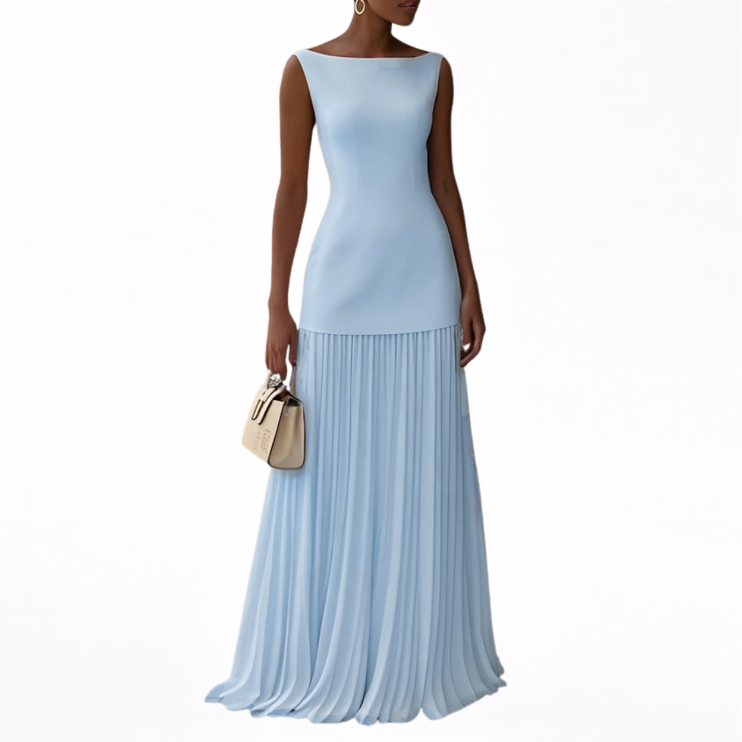 Celeste - Vestido Maxi Plissado