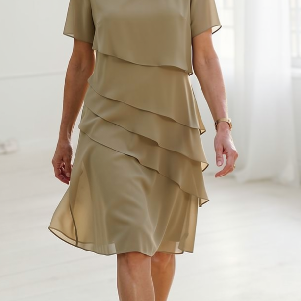 Lídia - Vestido Ruffle de Conforto Elegante