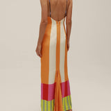 Paloma - Vestido Maxi Colorido às Riscas