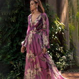 Natacha - Vestido maxi floral com decote em V