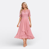 Mariana - Vestido de Renda com Mangas Curtas