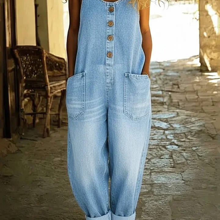 LENNA | JARDINEIRA EM DENIM DE ALGODÃO VINTAGE