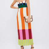 Paloma - Vestido Maxi Colorido às Riscas